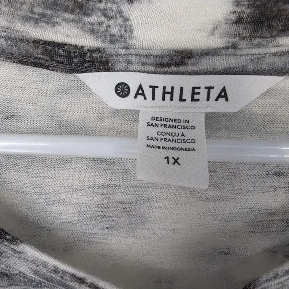 Athleta Breezy Twist Tank Gray Tie Dye Sleeveless Knit Crop Top Women 1X - Picture 3 of 6